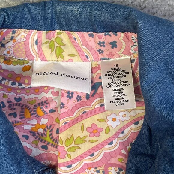 Vintage Alfred‎ Dunner Womens Sz 10 Denim Jacket Zip Up Western Style Jean Coat - Picture 5 of 15